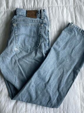 Vintage Lee Distressed Baggy Light Wash Straight Leg Jeans - 30 x 30